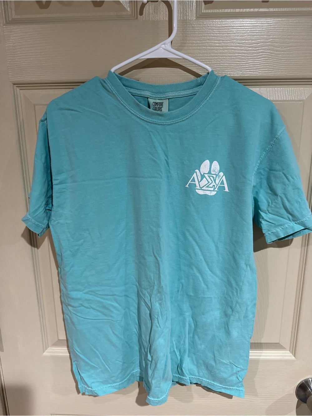 Comfort Colors Alpha Sigma Alpha Aqua Blue Short-Sleeve Pocket Logo T-Shirt